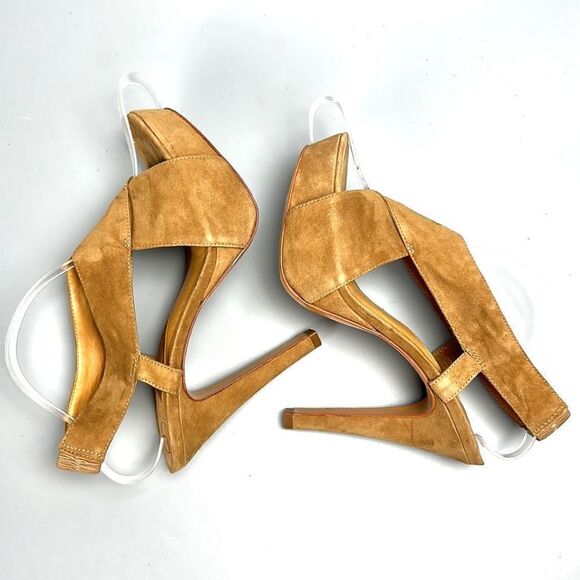DIANE VON FURSTENBERG Zia Camel
Suede Slingback Platform Sandals Heels US 8 - Picture 6 of 16